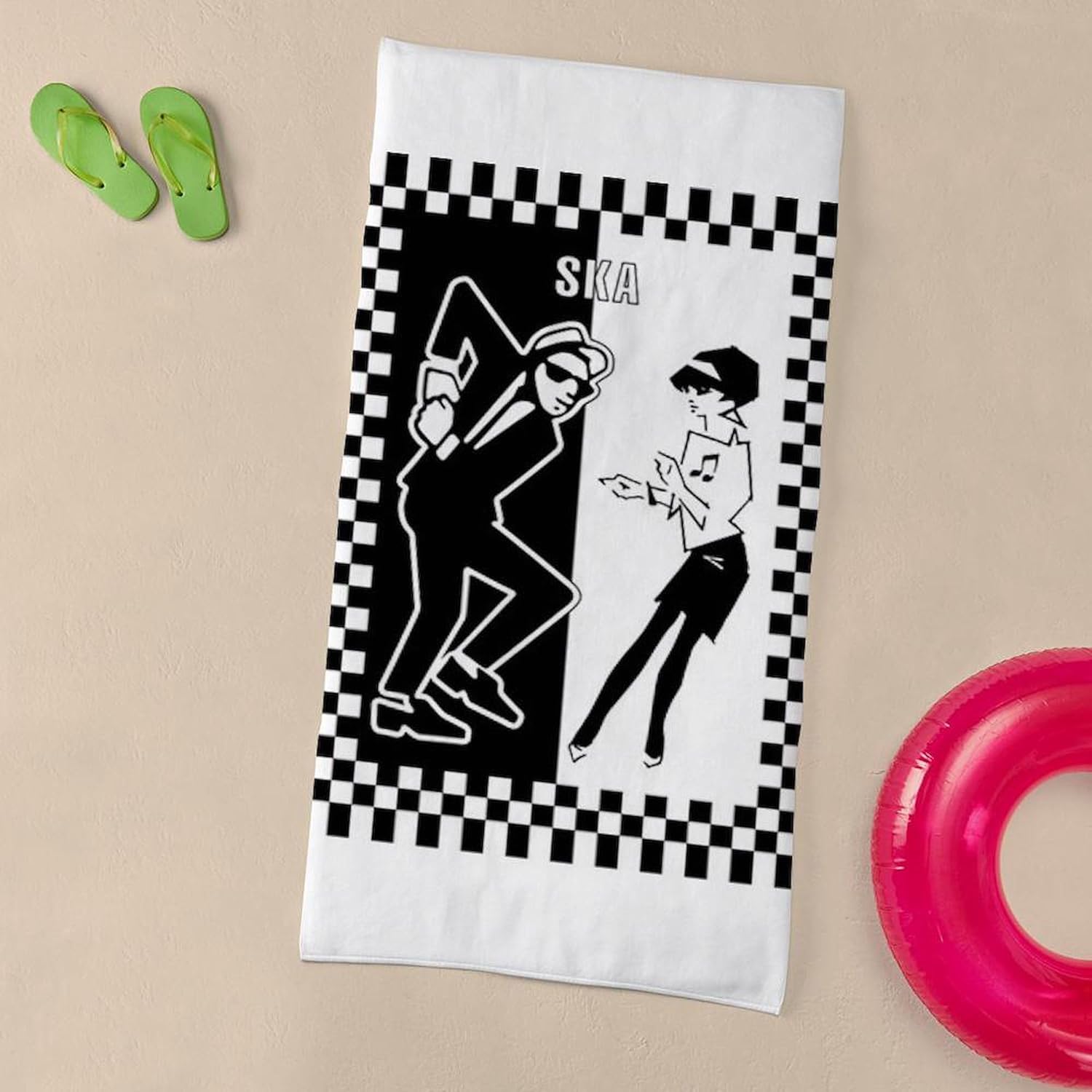 CafePress Ska Rude Boy and Rude Girl 30x60 Beach Towel 1