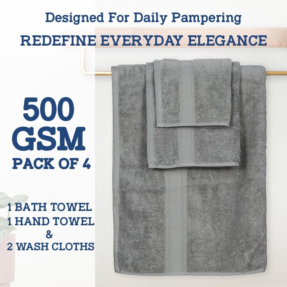 Casa Lino 4-Piece Bath Towel Set 100 Cotton Luxury Towels