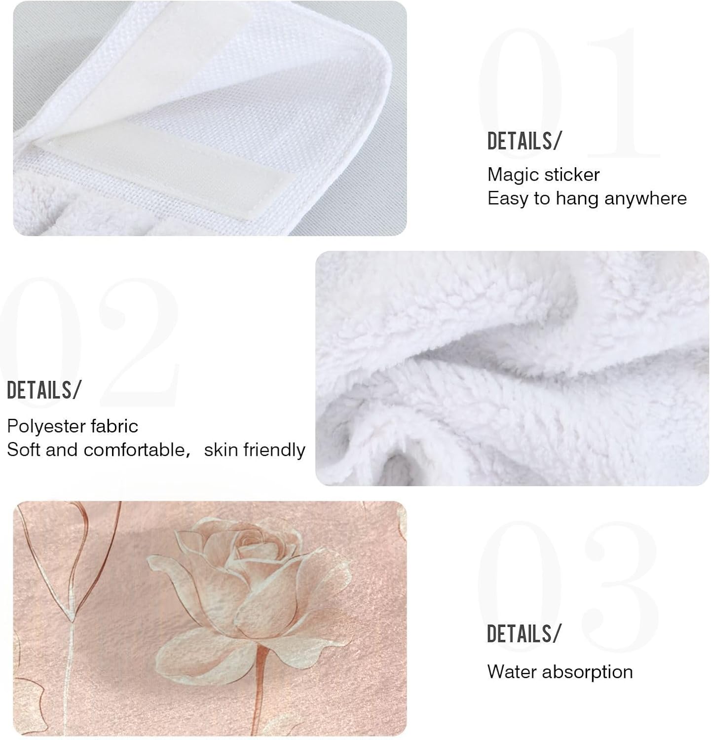 KLL Aesthetic Rose Gold Hand Towels with Hook Loop Set of 2
