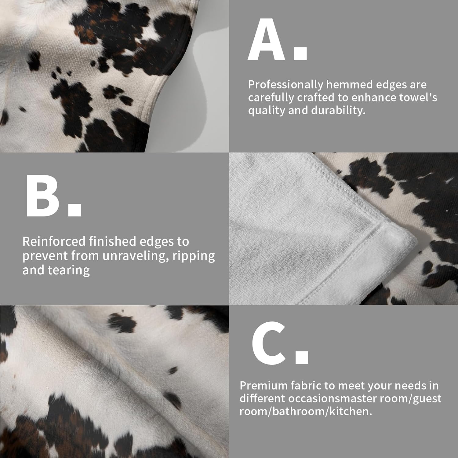 Granbey Cow Skin Print Hand Towels 2 Pack 1