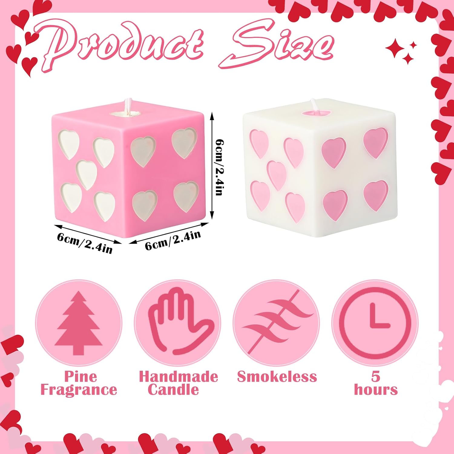 Heart Shape Dice Candles with Soy Wax and Corduroy