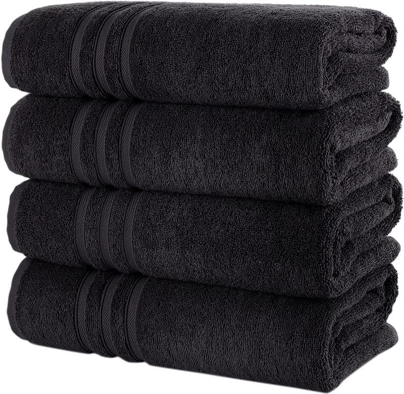 Hawmam Linen Black Bath Towels 4-Pack - 27x54