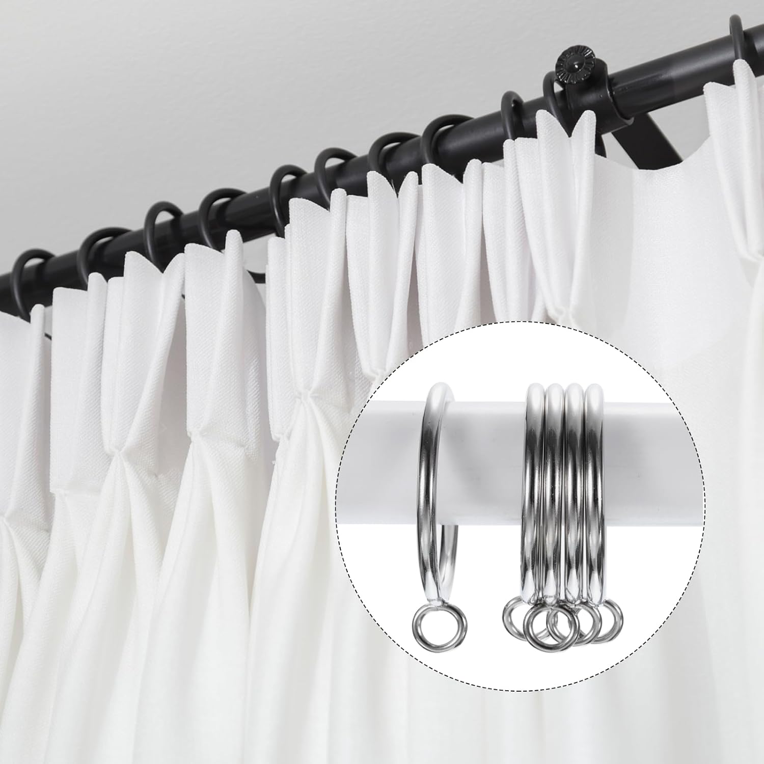 Uxcell 14PCS Silver Caf Curtain Rings with Eyelets