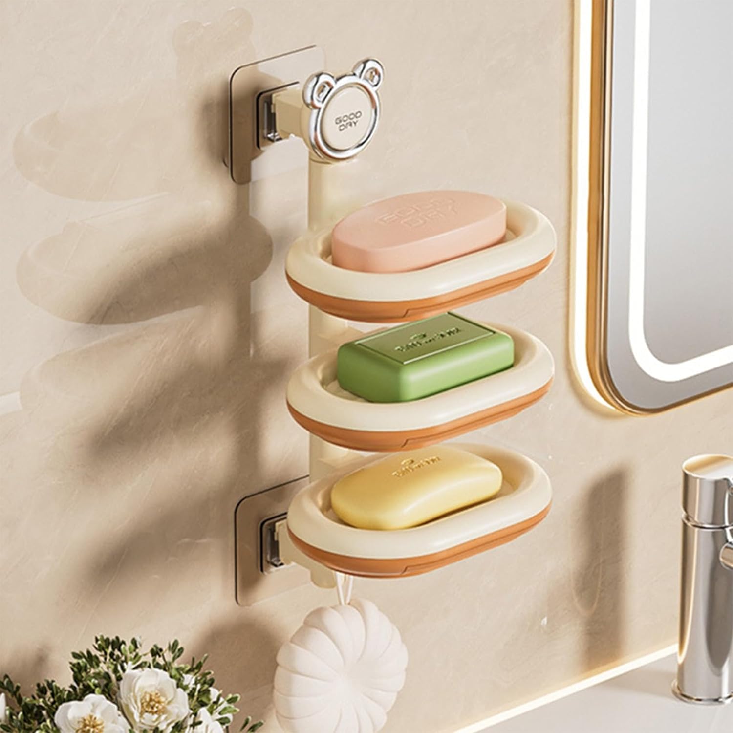 3 Tier Rotating Bar Soap Holder for Shower