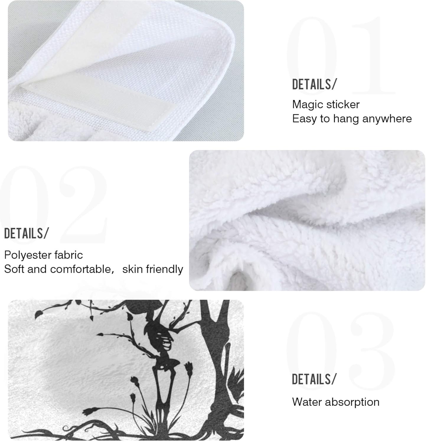 Aslsiy Skull Design Kitchen Towel Set of 2