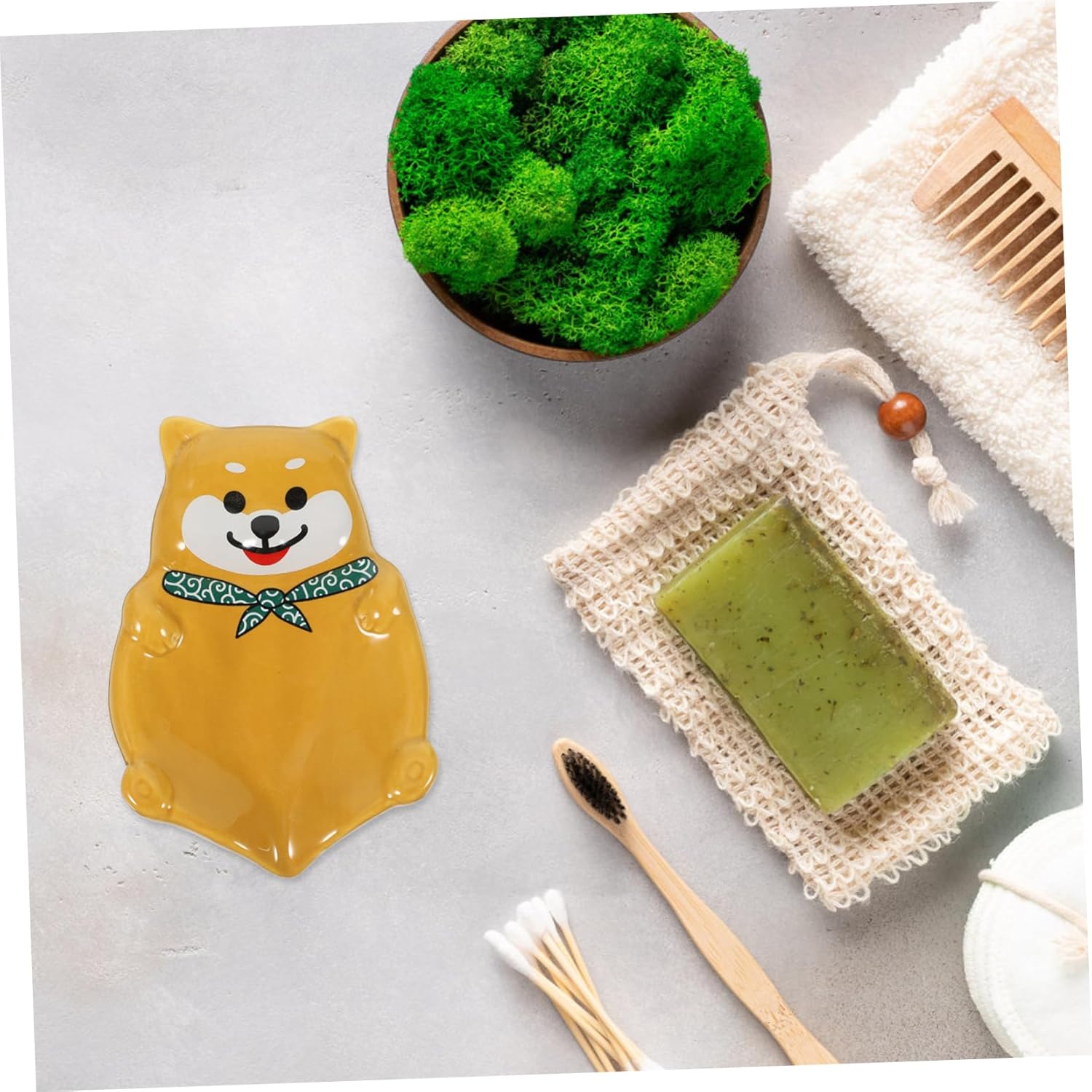 STOBAZA Cartoon Dog Ceramic Soap Dish Holder