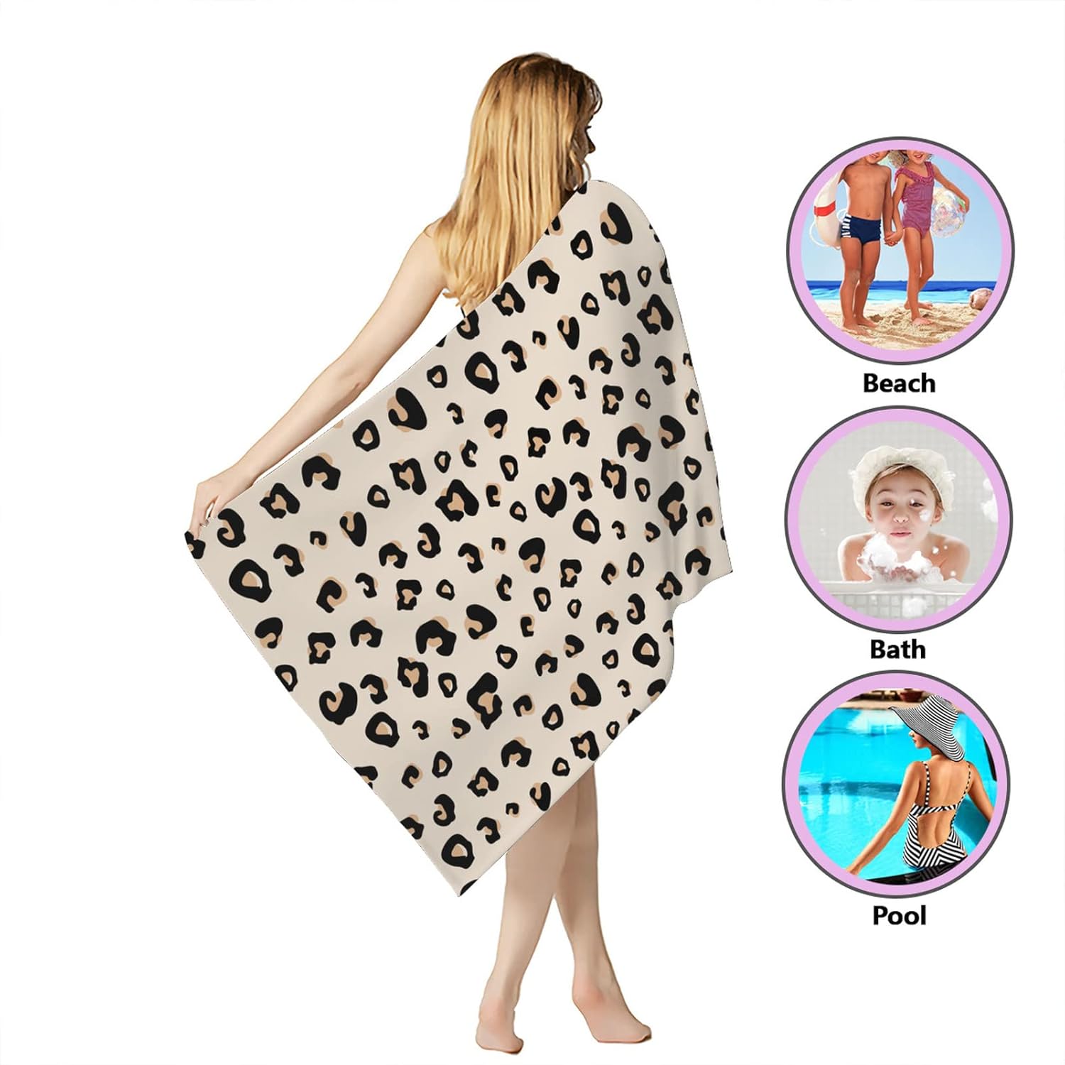SUNUAN Leopard Beach Towel 52x33 Inches