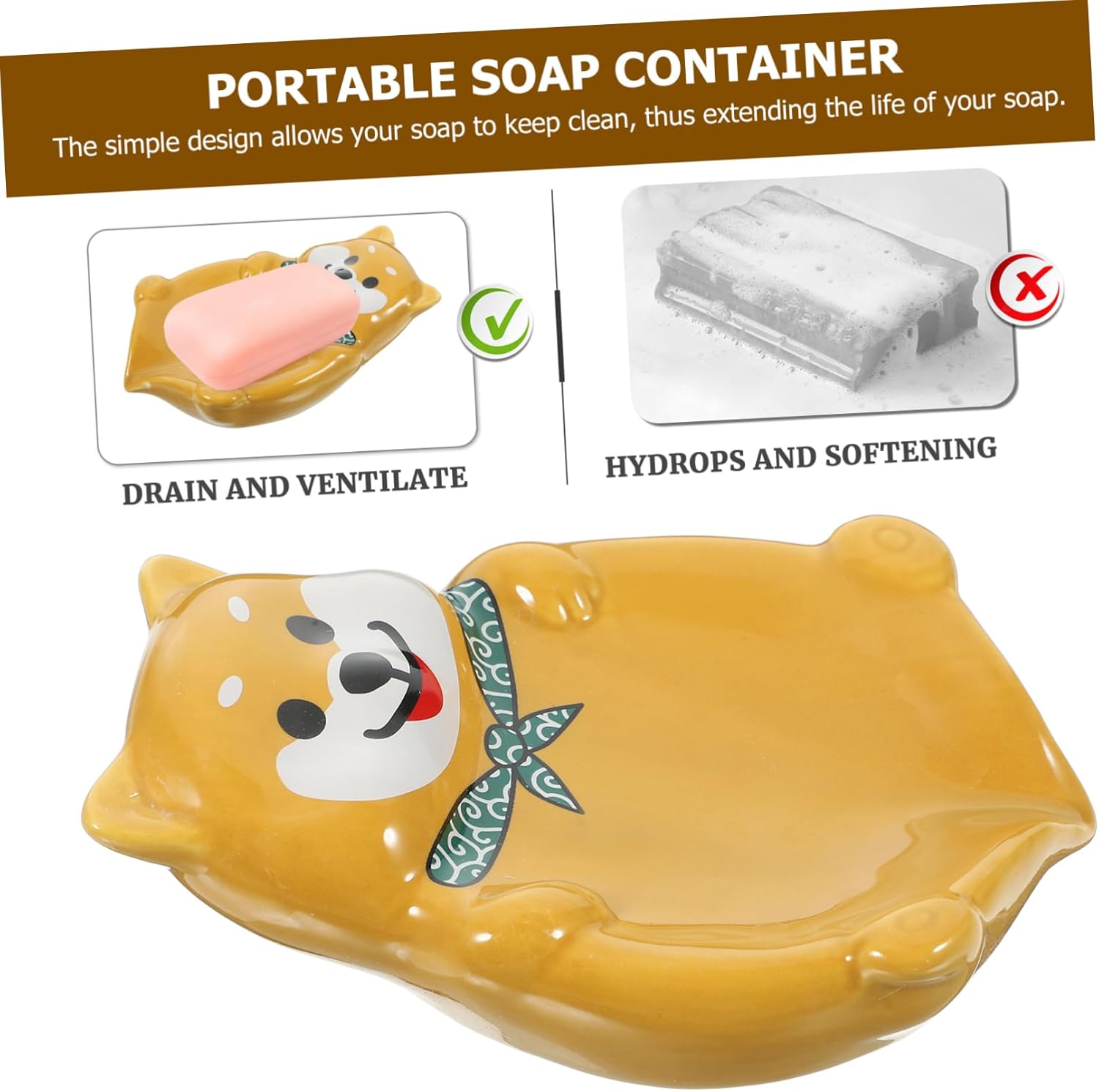 GLEAVI Adorable Dog Ceramic Soap Dish Holder