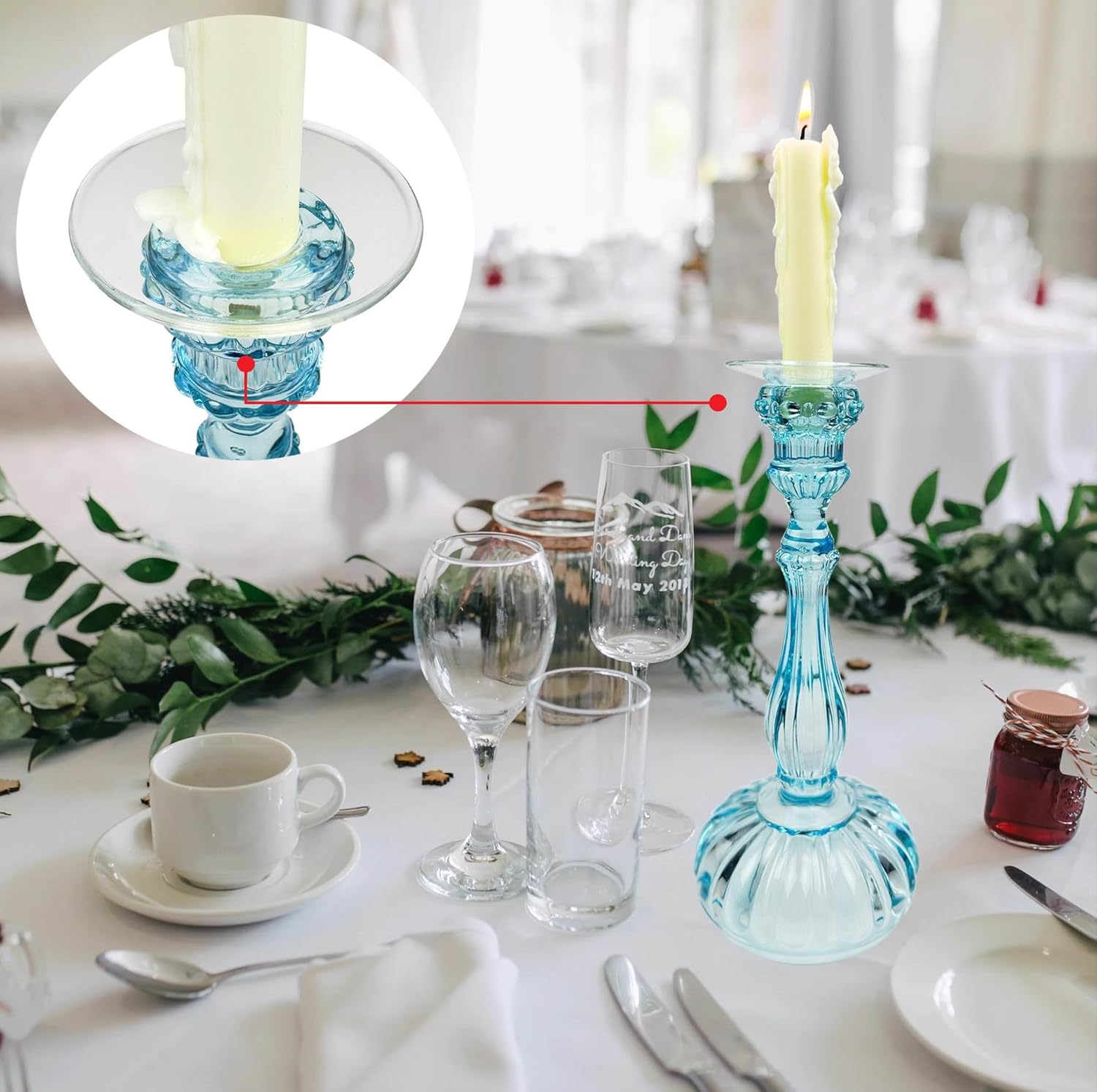 VGEUNA 12 Pack Clear Bent Glass Candle Drip Bobeches