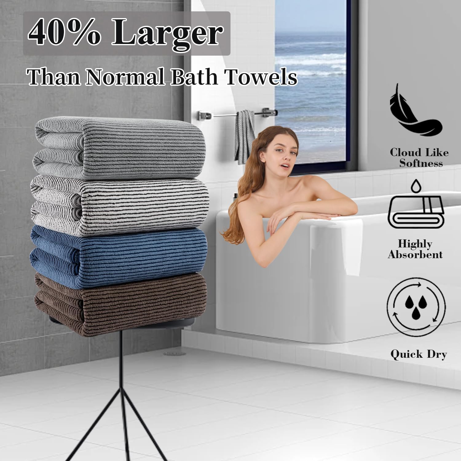 4 Piece Luxurious Bath Towel Set for Home and Hotel Use
