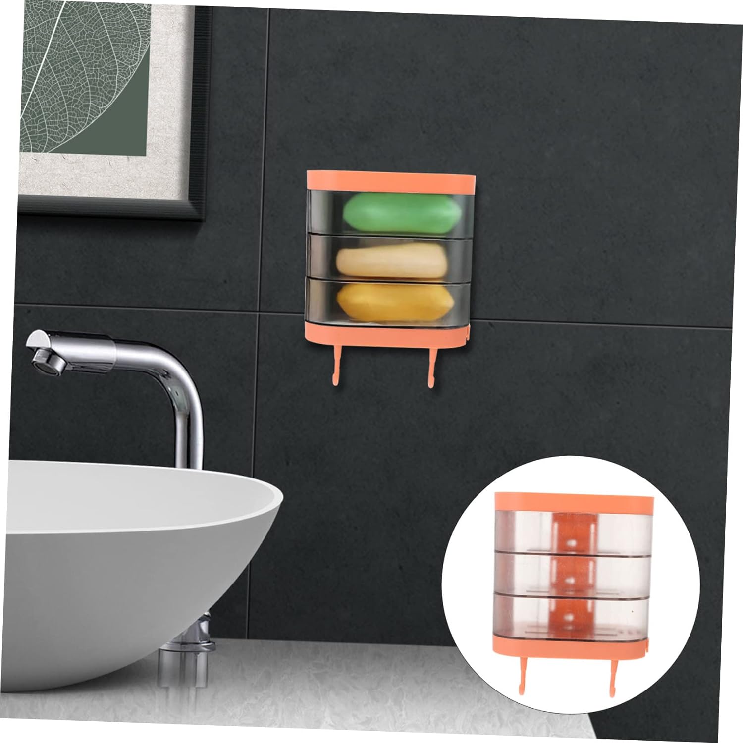Ciieeo Wall Mounted Rotating Soap Dish for Bathroom Drainage Storage