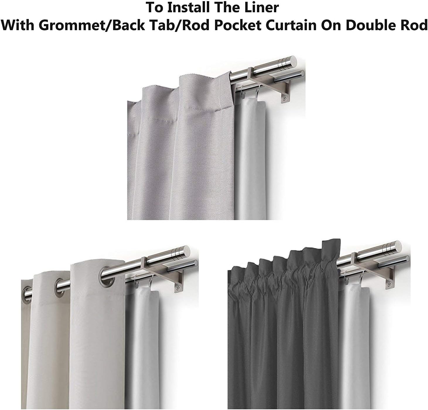 DriftAway Blackout Curtain Liner 2 Panels 50x58 Inches
