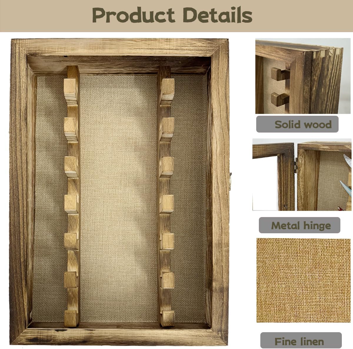 LITAITAI Wooden Knife Display Case with Hooks 1