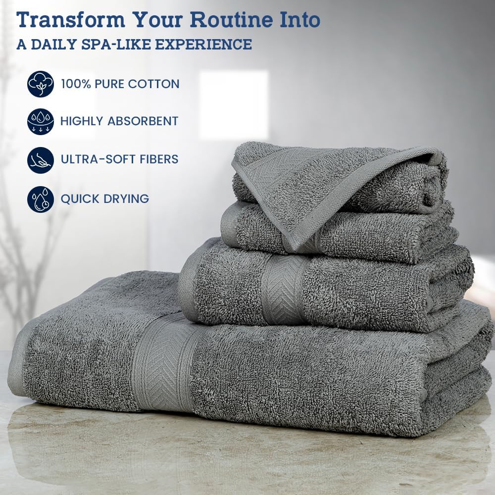 Casa Lino 4-Piece Bath Towel Set 100 Cotton Luxury Towels