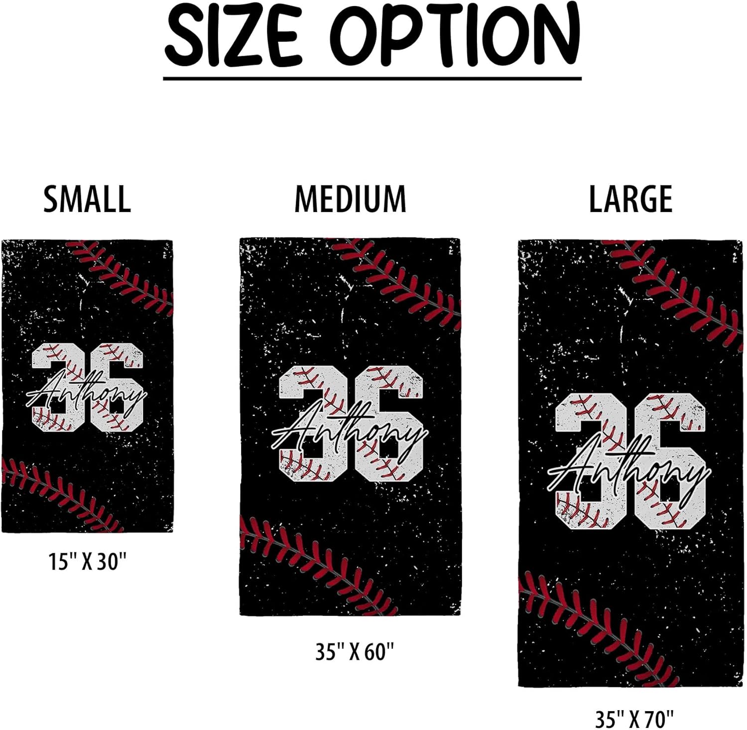 Personalized Baseball Beach Towel with Name and Number