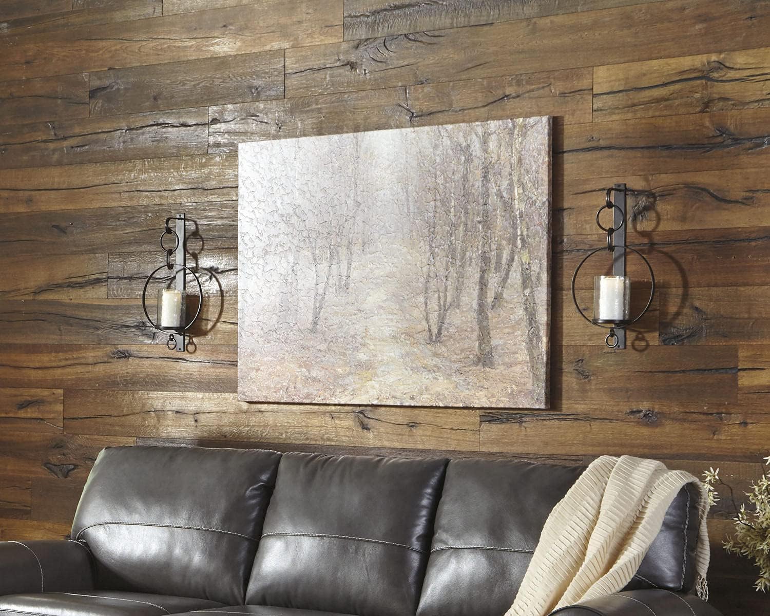 Signature Design by Ashley Rustic Bronze Wall Sconce with Candle Holder