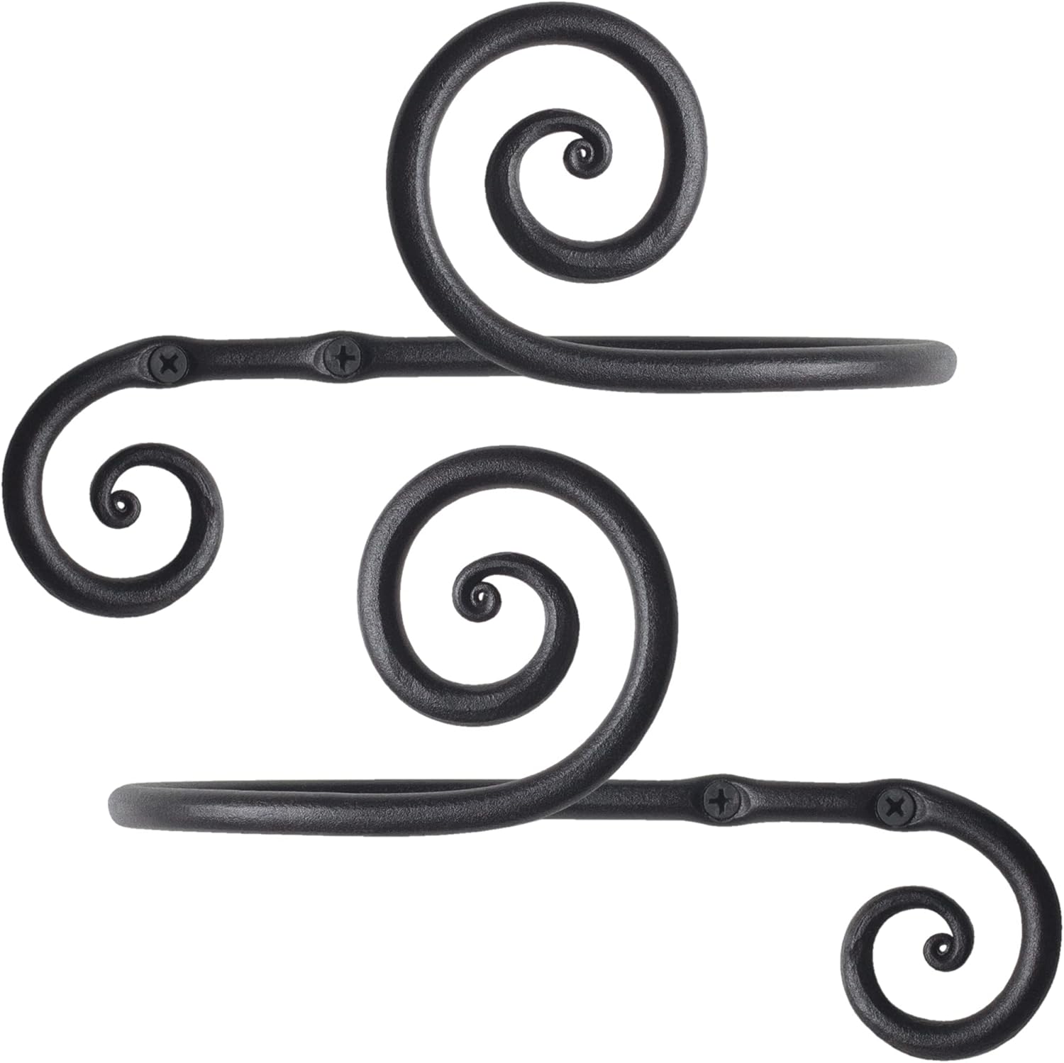 RTZEN Farmhouse Wrought Iron Curtain Holdbacks - 2 Pcs Black Swirly
