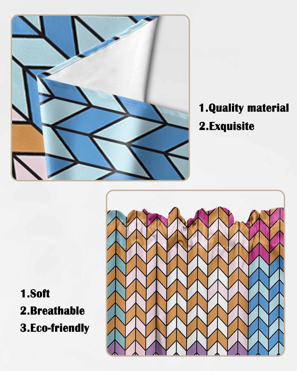 EZON-CH Retro Herringbone Valance for Kitchen and Bedroom
