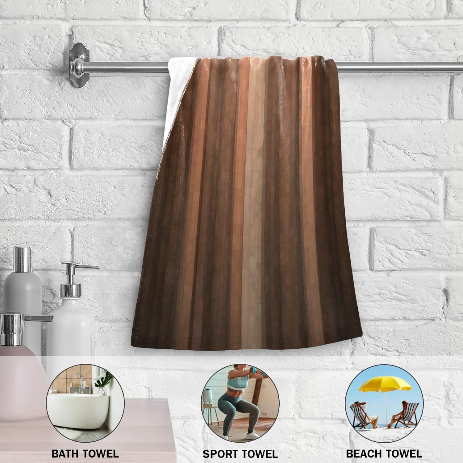 AIYOOLER Hand Towels Set of 2 Brown Earth Orange Design