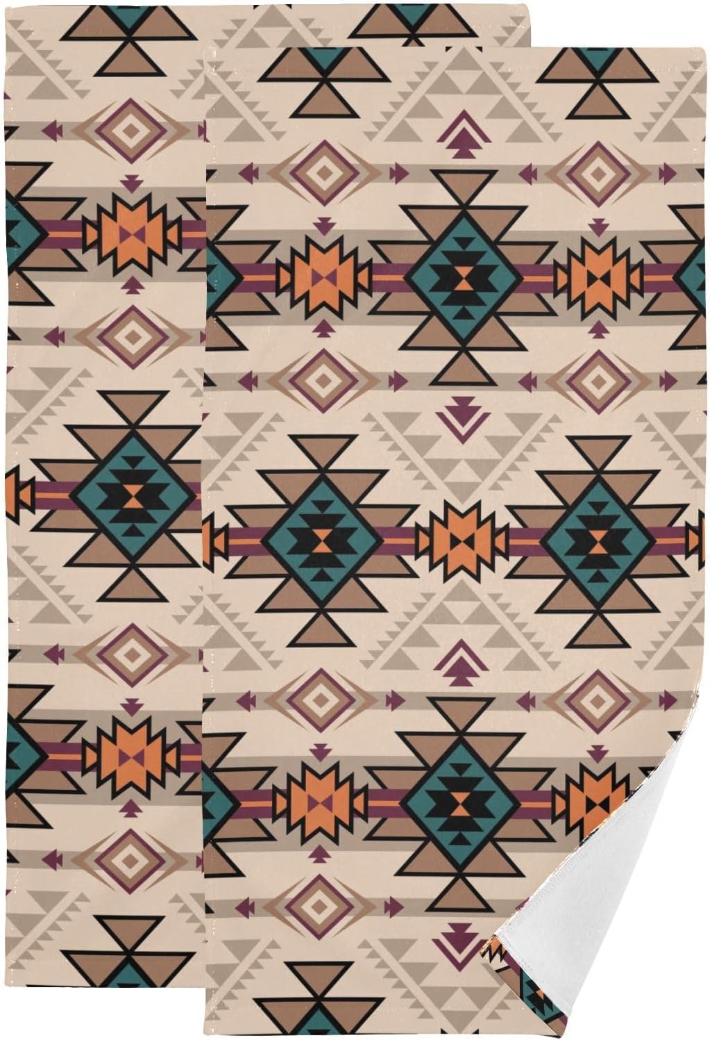 HUAZHIKOU Brown Aztec Hand Towels Set of 2