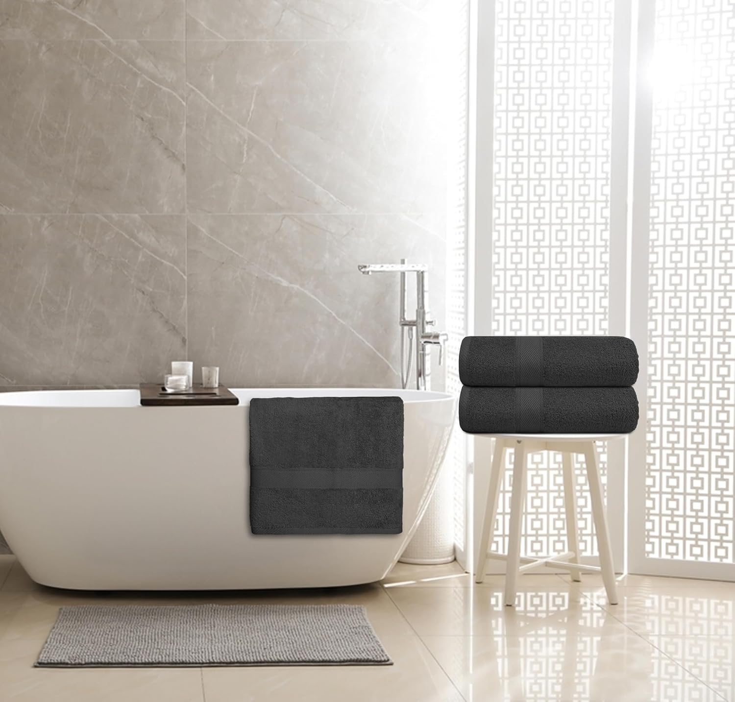 ZUPERIA Premium Bath Towels 27 x 54 Inches Pack of 4 Grey 1