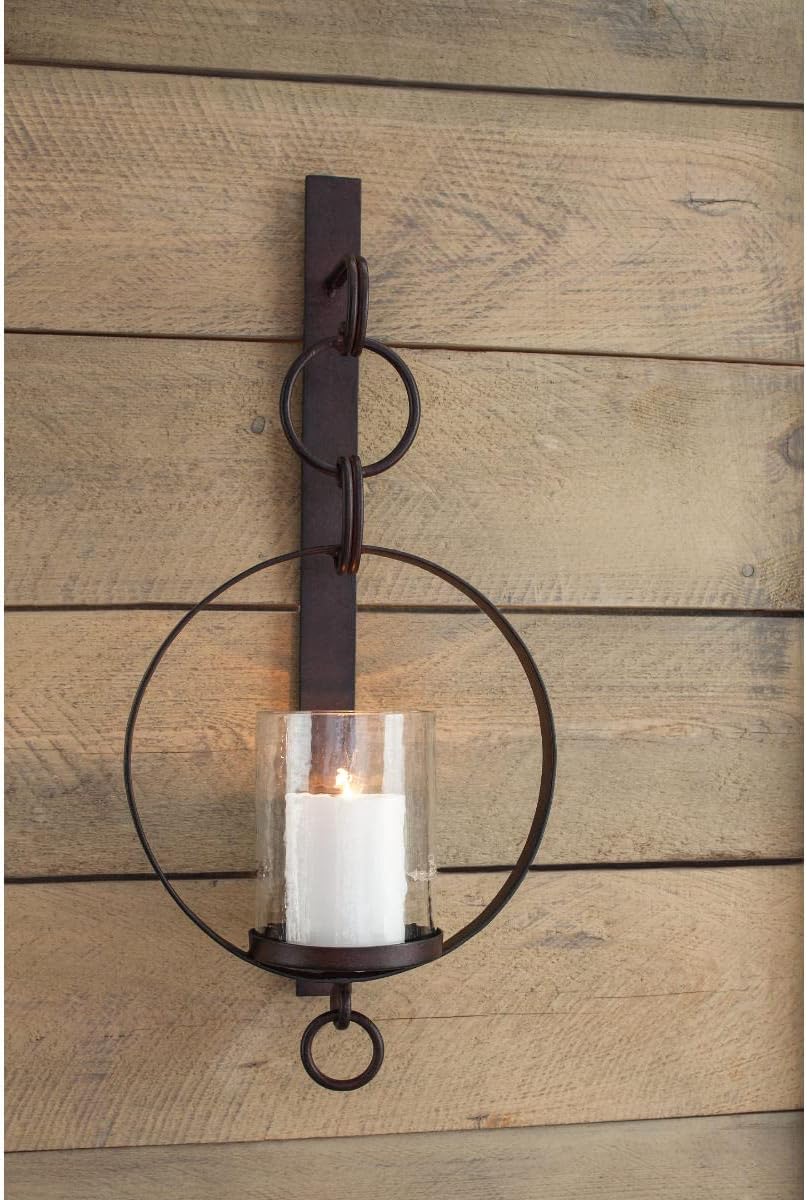 Signature Design by Ashley Rustic Bronze Wall Sconce with Candle Holder