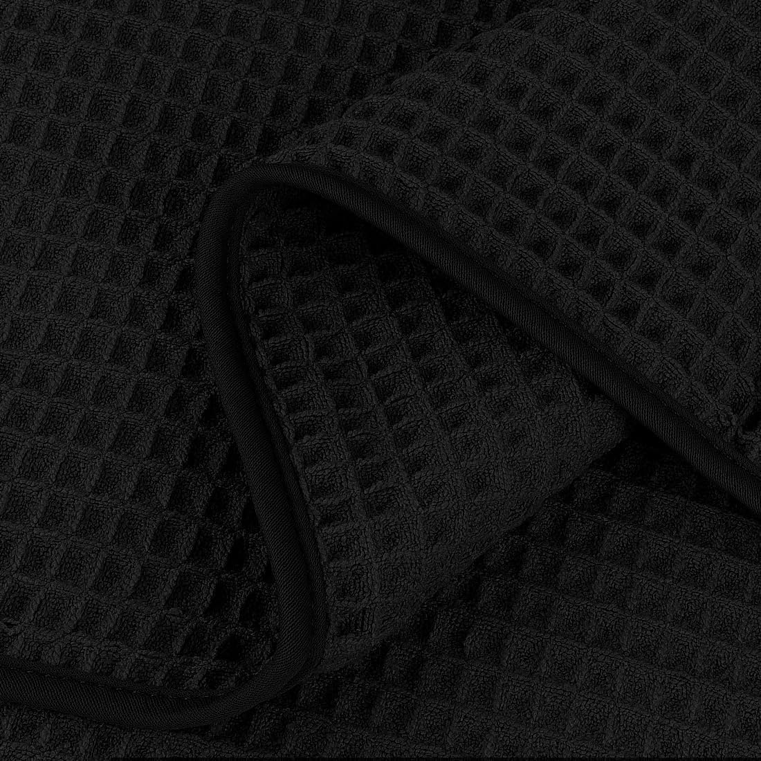 HOMEXCEL Black Waffle Bath Towels 2 Pack