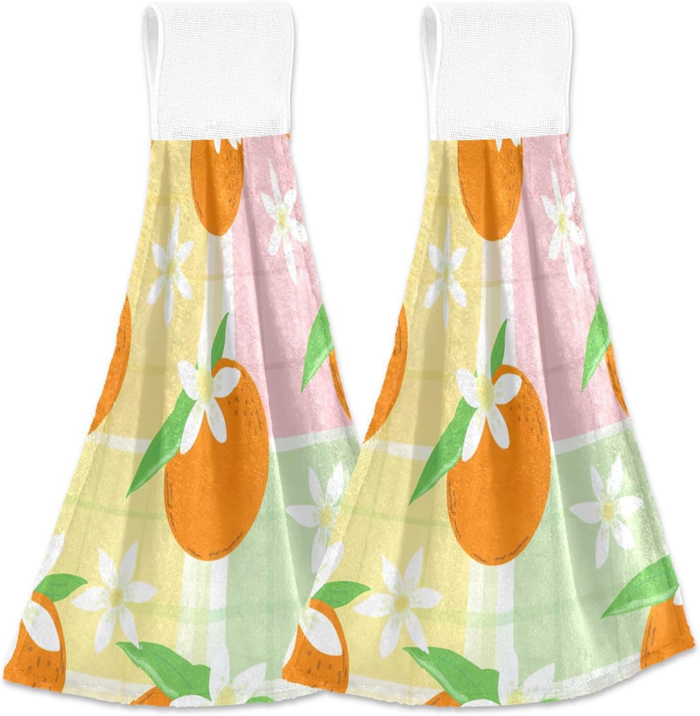 RPLIFE Bath Towels Set of 2 Cute Orange Green Leaves