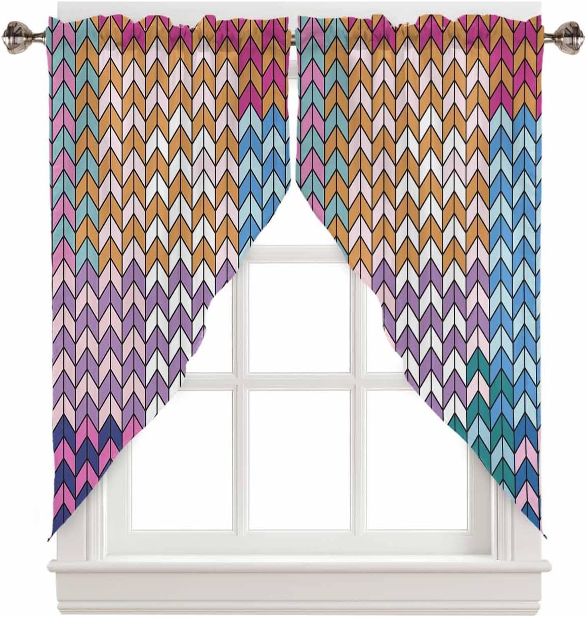 EZON-CH Retro Herringbone Valance for Kitchen and Bedroom
