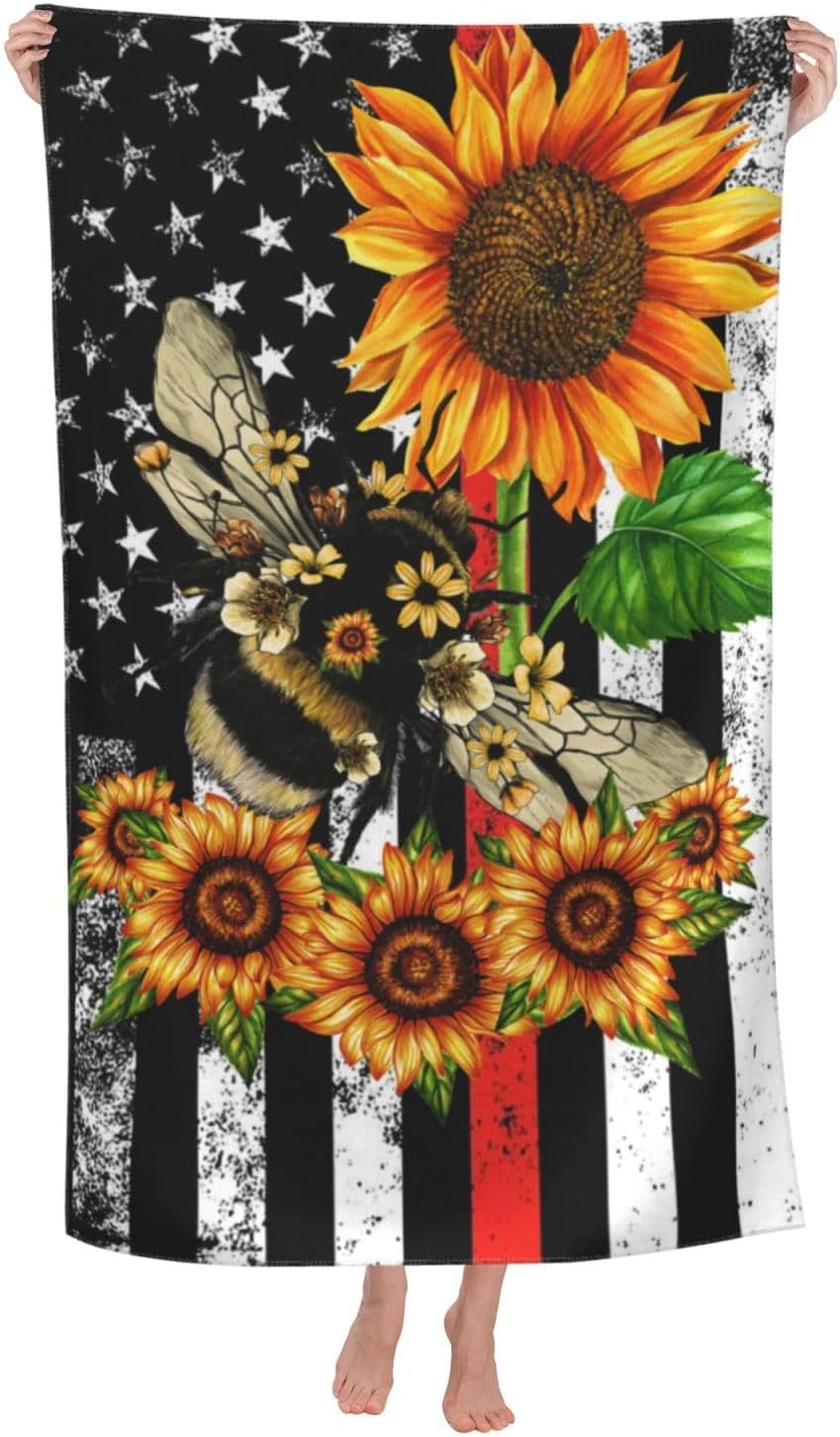 TUIEOMSE American Flag Beach Towel - Soft Fluffy Vibrant