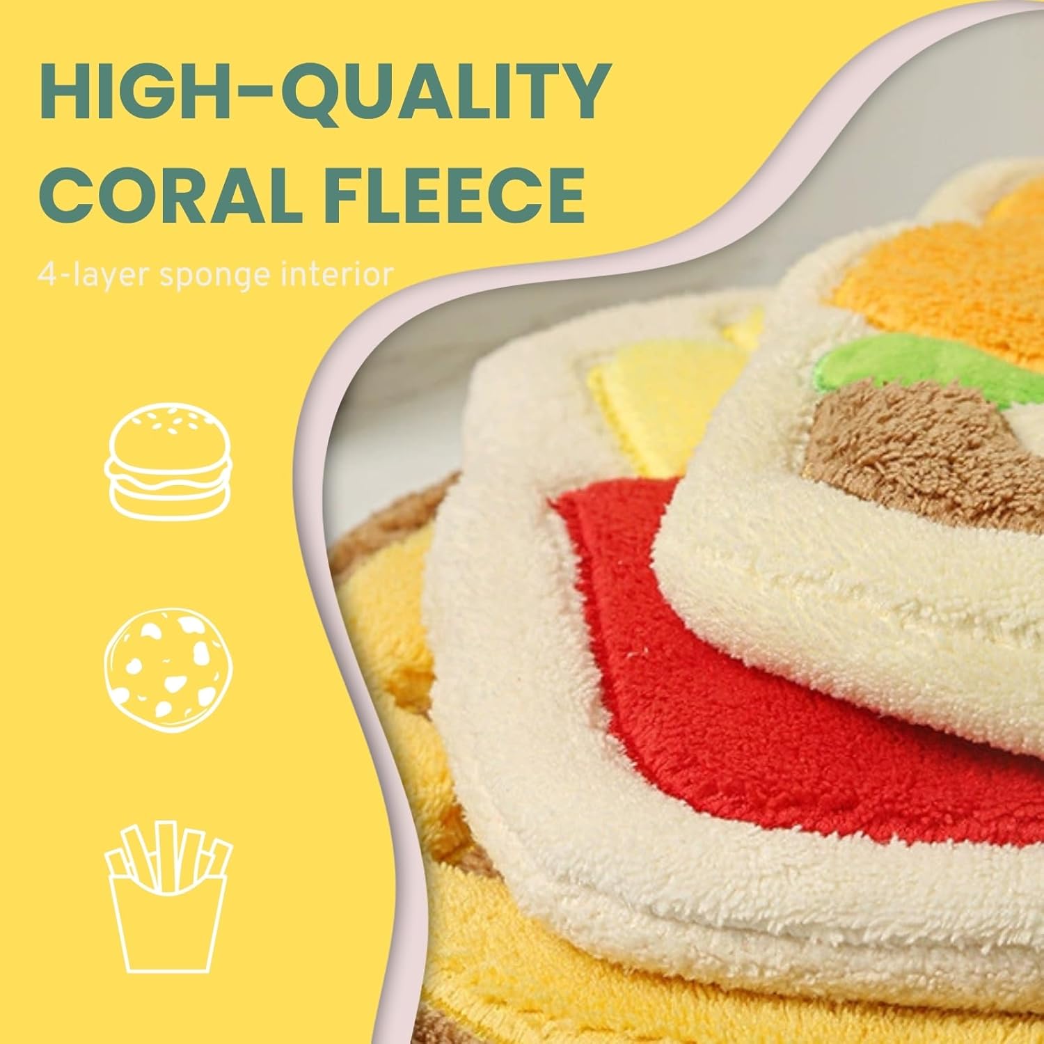 Cute Absorbent Hand Towels with Hanging Loop Fries