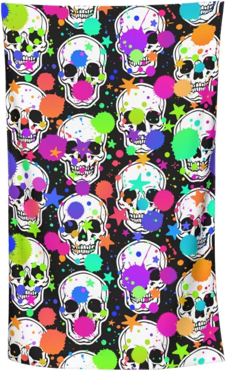 VOOHDDY Bright Skull Beach Towel - Large Soft Microfiber Quick Dry Oversized