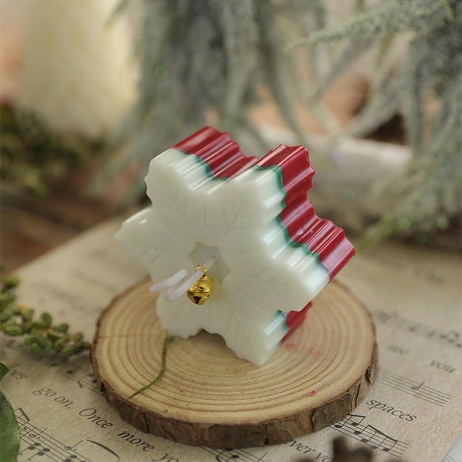 Winter-Themed Christmas Candles with Snowflake Design