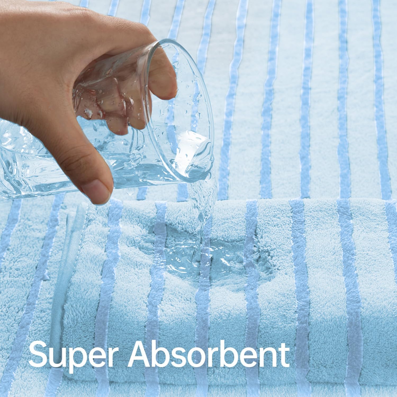 Mistyrose Blue Towel Set - 8 Pack Microfiber Bath Towels