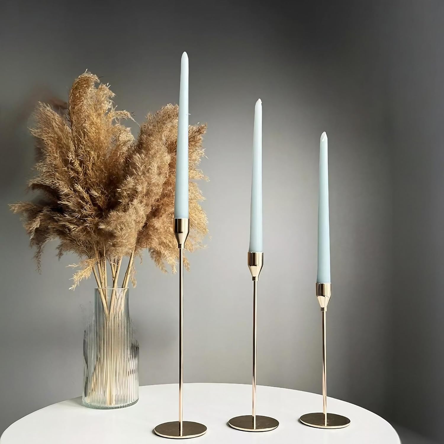 Gold Candle Holder Set of 3 for Home Decor