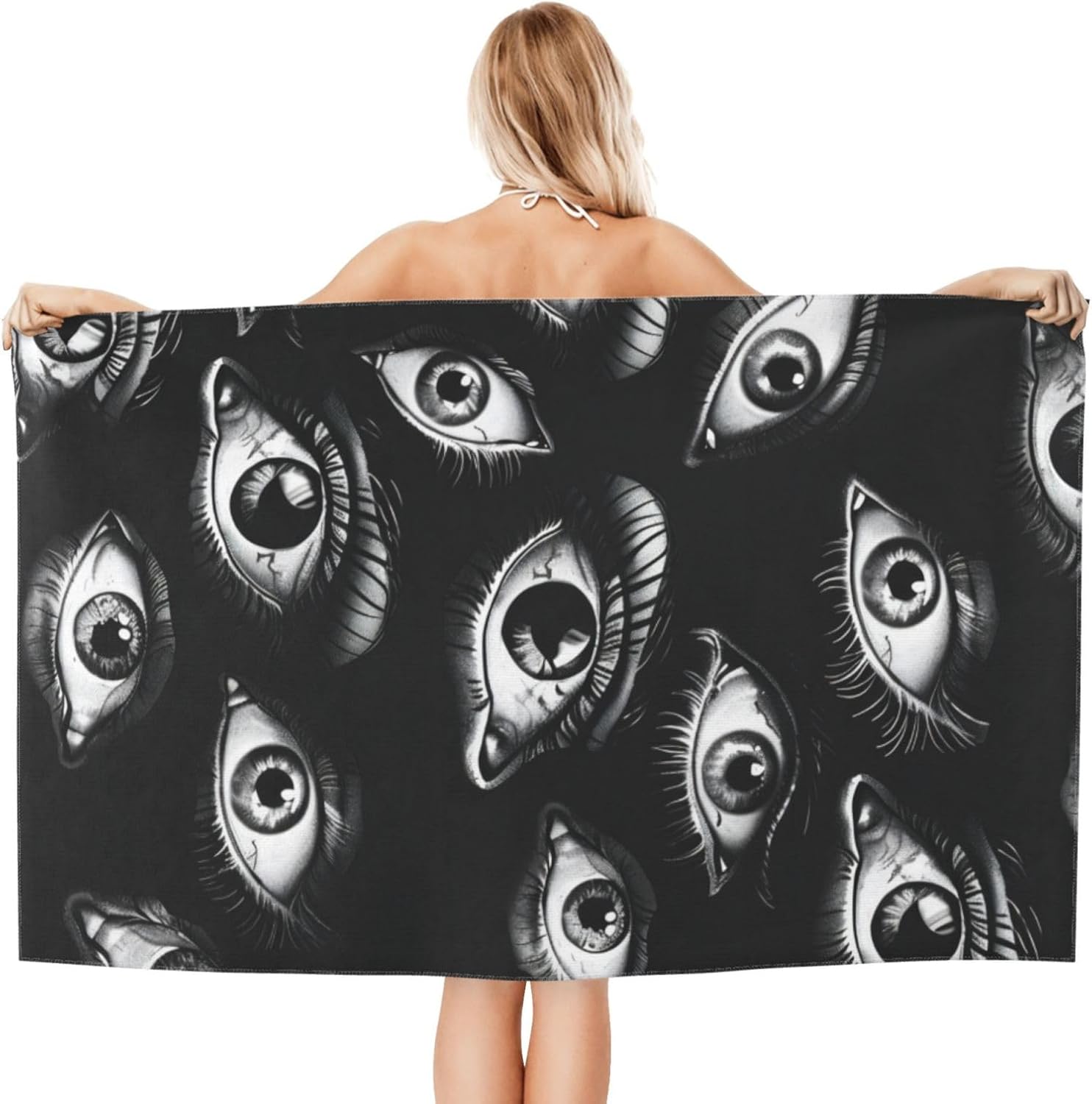 Cool Eye Black Beach Towel 32x52in Microfiber 1