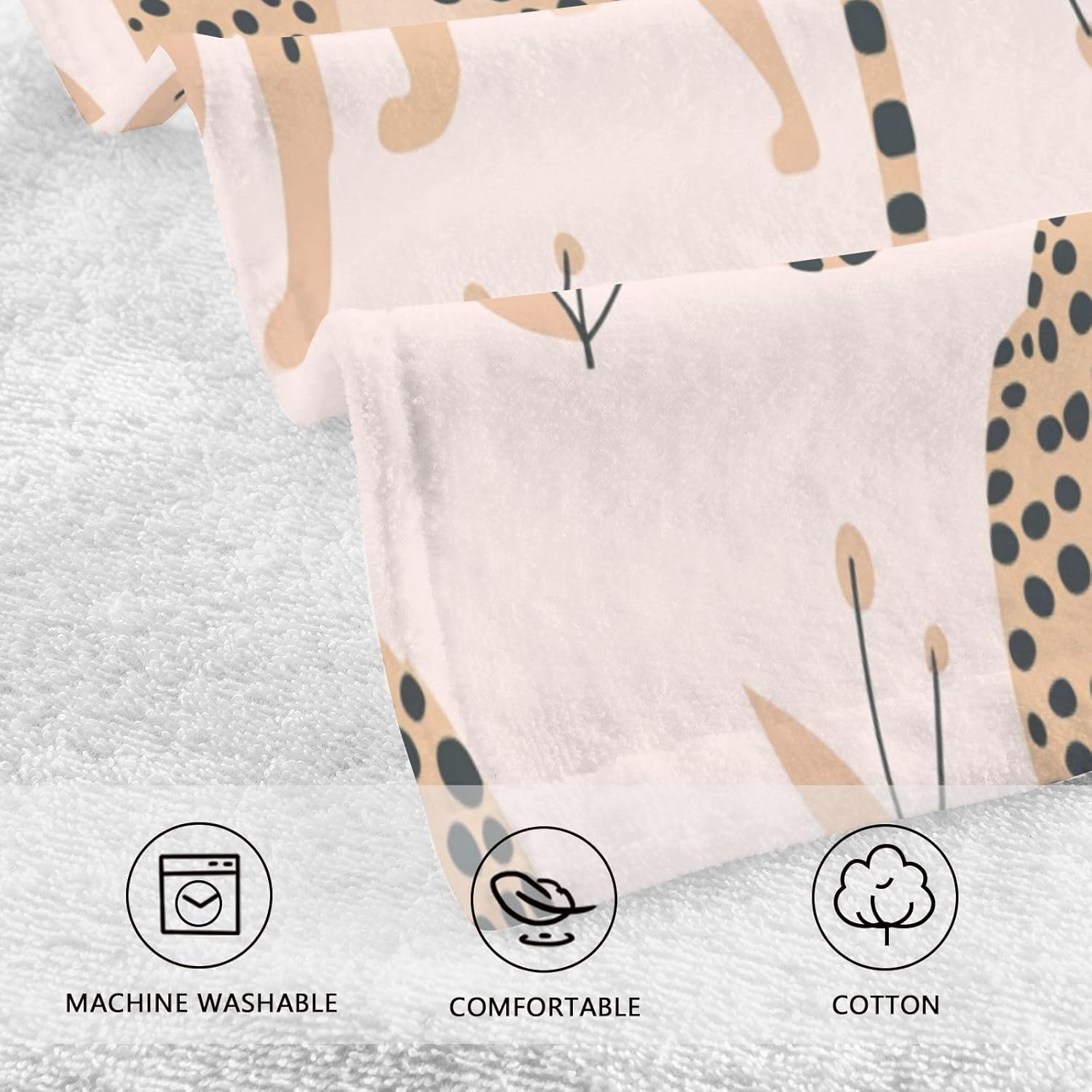 Bolaz Cheetah Leopard Hand Towels 2PCS Soft Cotton 1