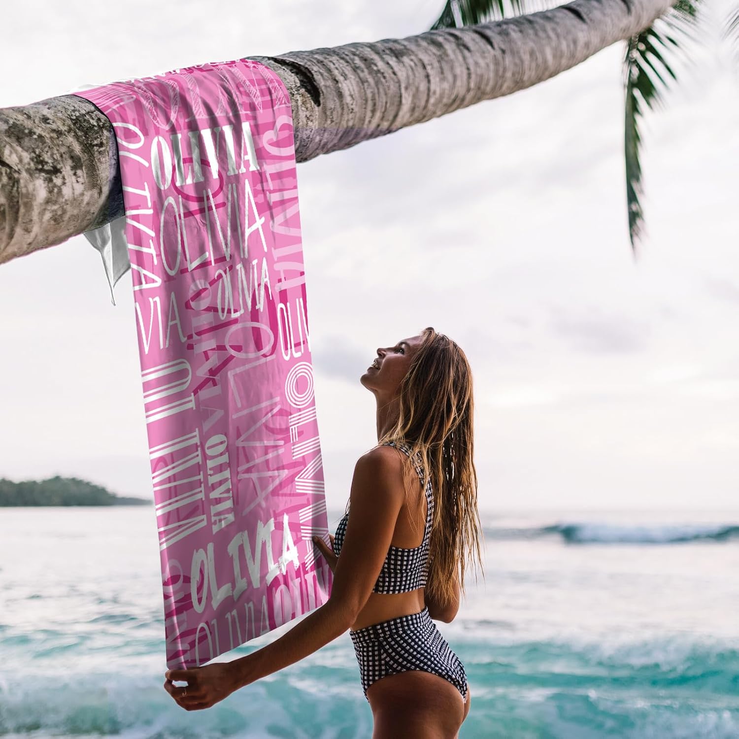 Hoomall Personalized Beach Towel with Name for Kids and Adults