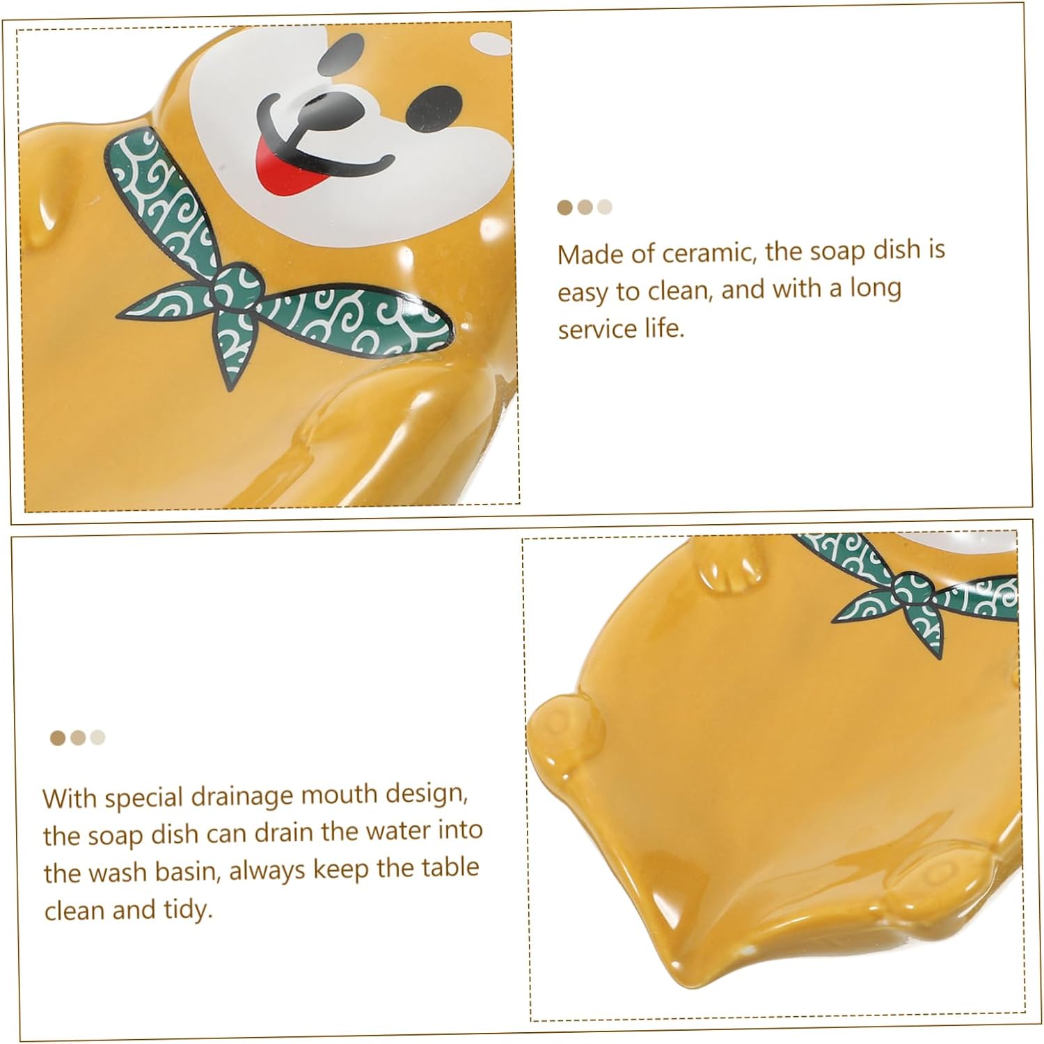 GLEAVI Adorable Dog Ceramic Soap Dish Holder