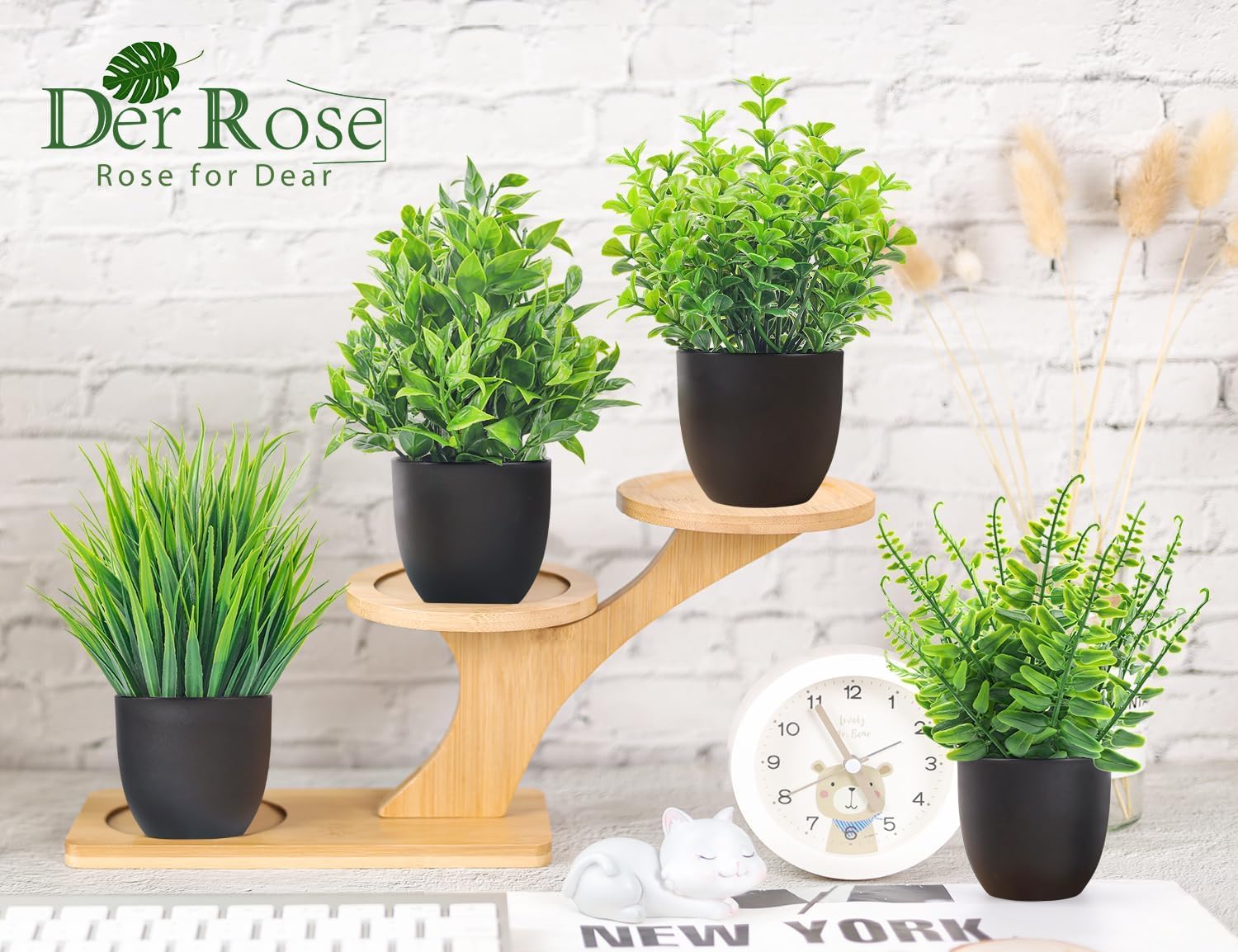 Der Rose Artificial Plants 4 Pack Black Indoor Decor