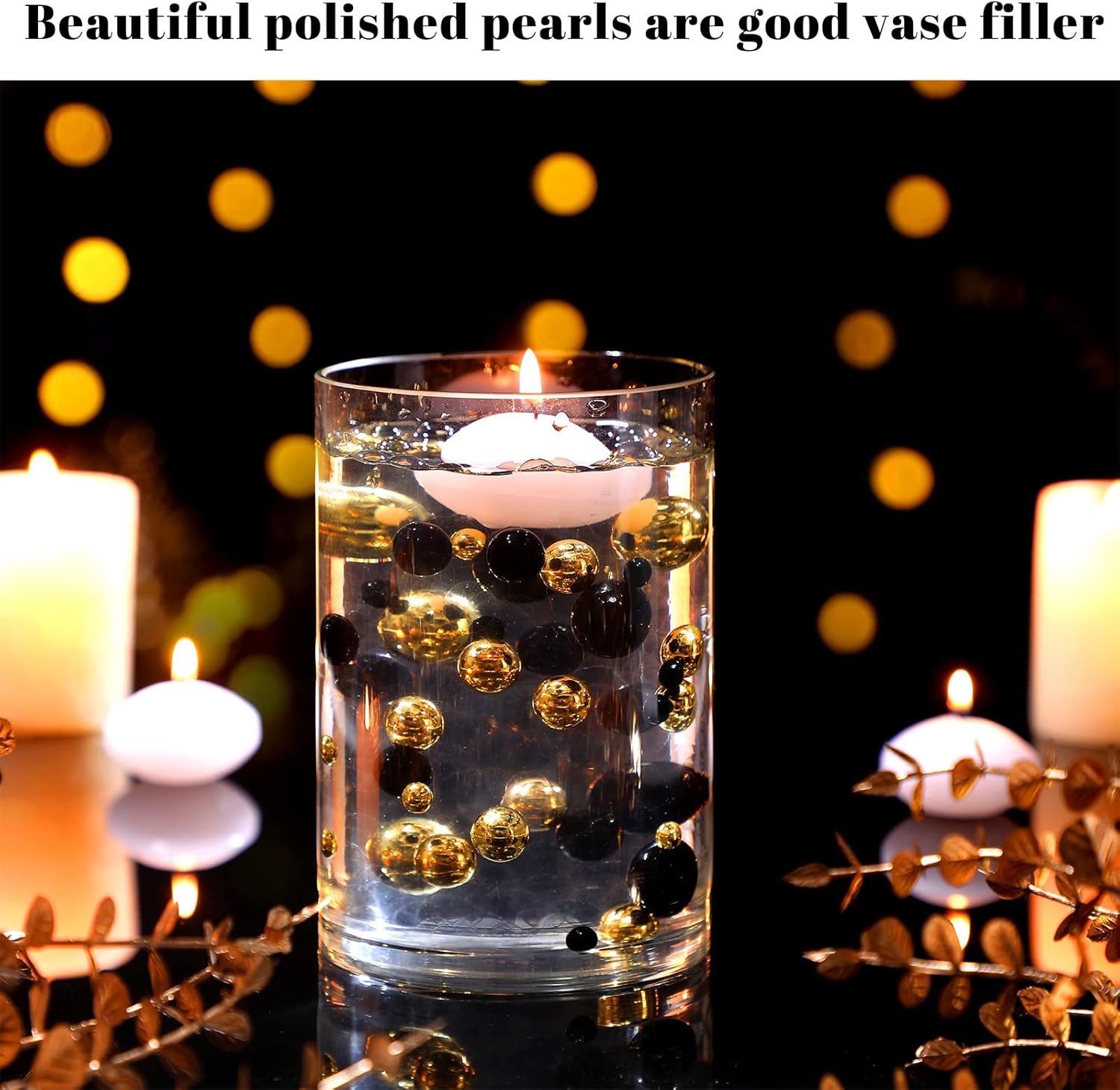 Fumete 10162 Pcs Floating Candles and Vase Beads Decor