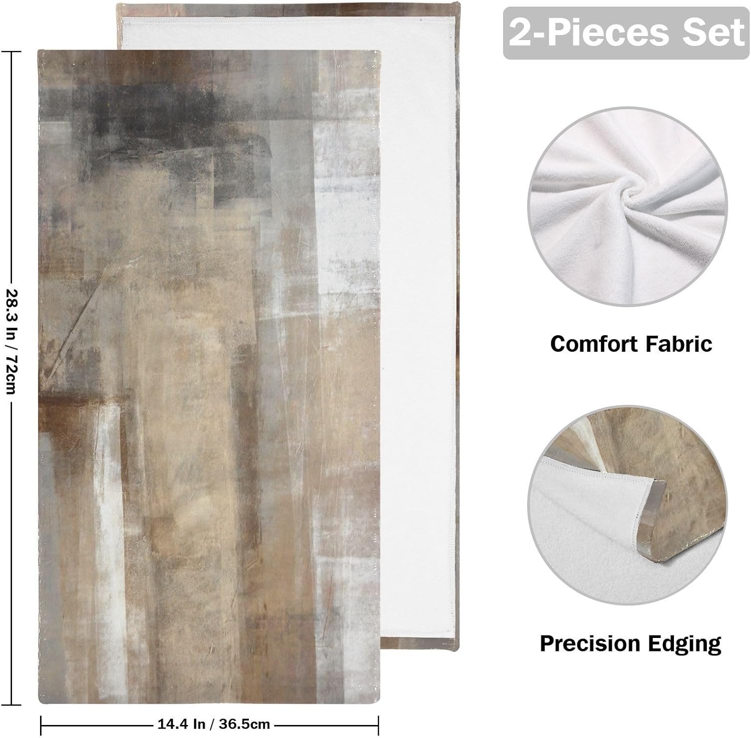 Taupe Grey Brown Hand Towels Set of 2 for Bathroom and Kitchen