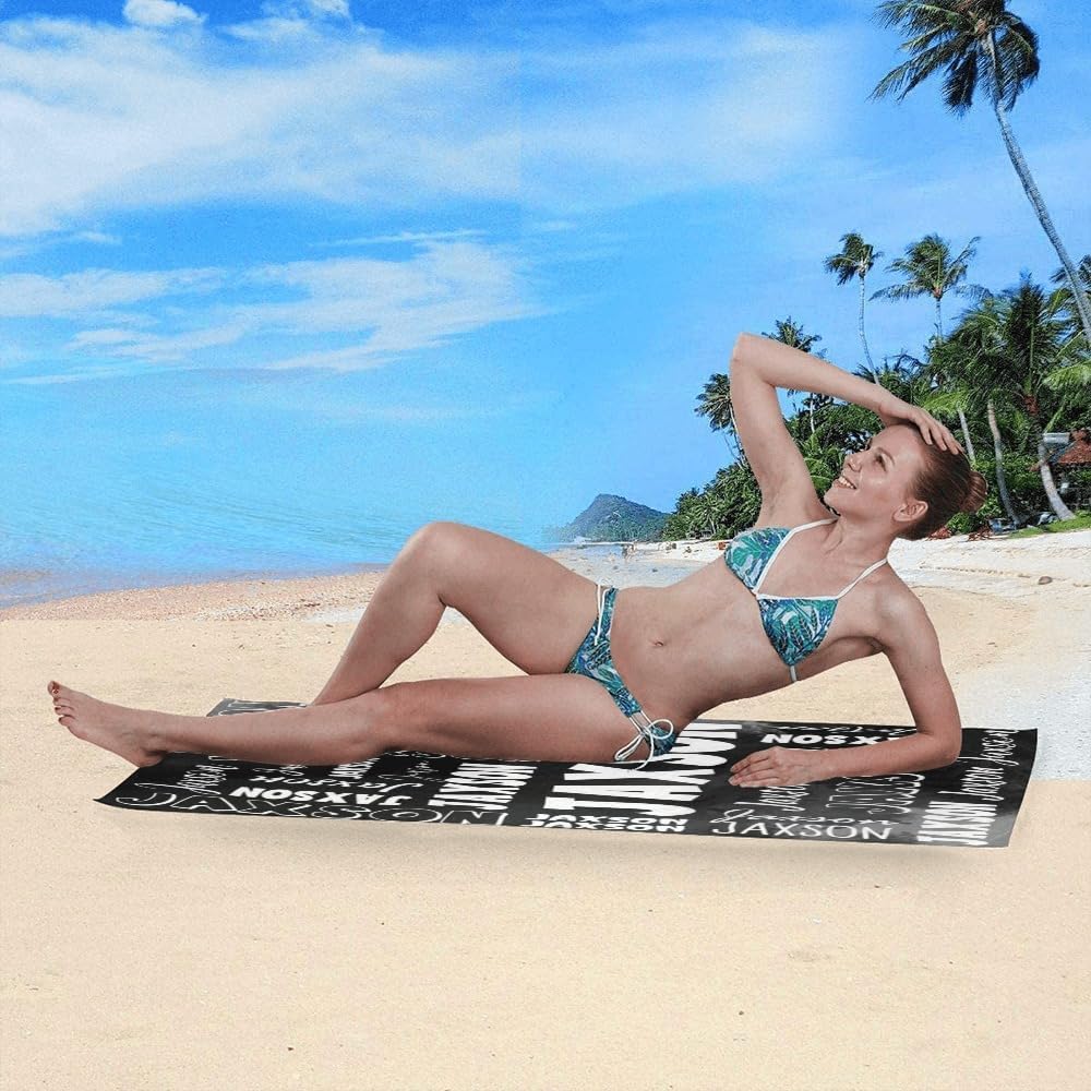 Dr TOUGH Custom Beach Towels with Names for Adults Kids