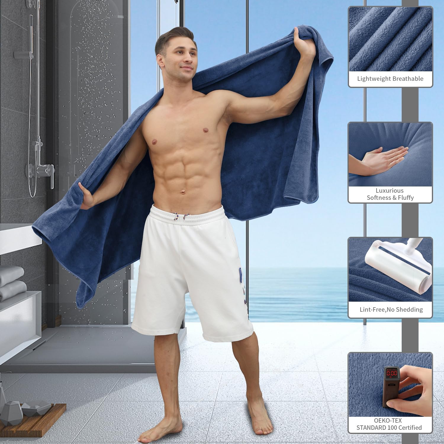 MAGGEA 4-Piece Extra Large Bath Sheet Set - 35x70 Inch Ultra Soft Towels
