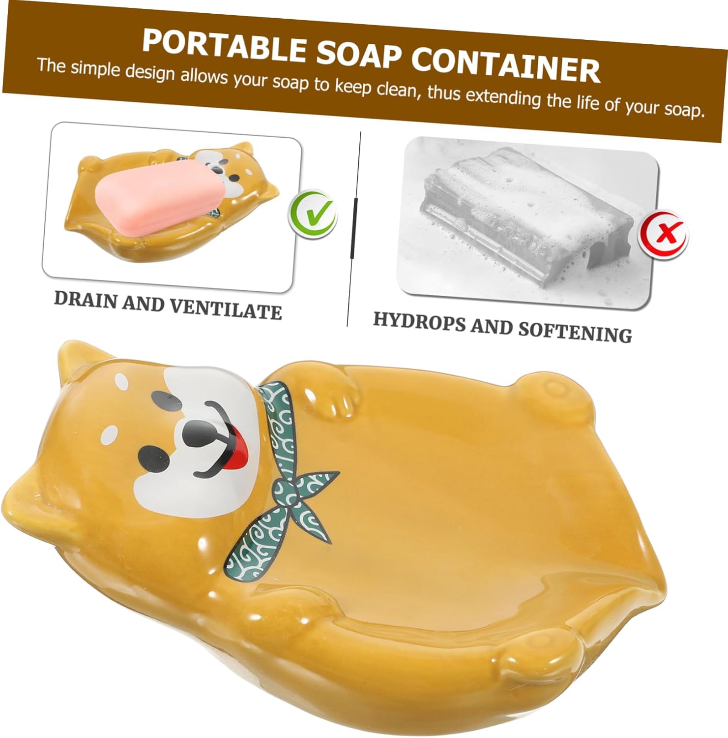 STOBAZA Cartoon Dog Ceramic Soap Dish Holder