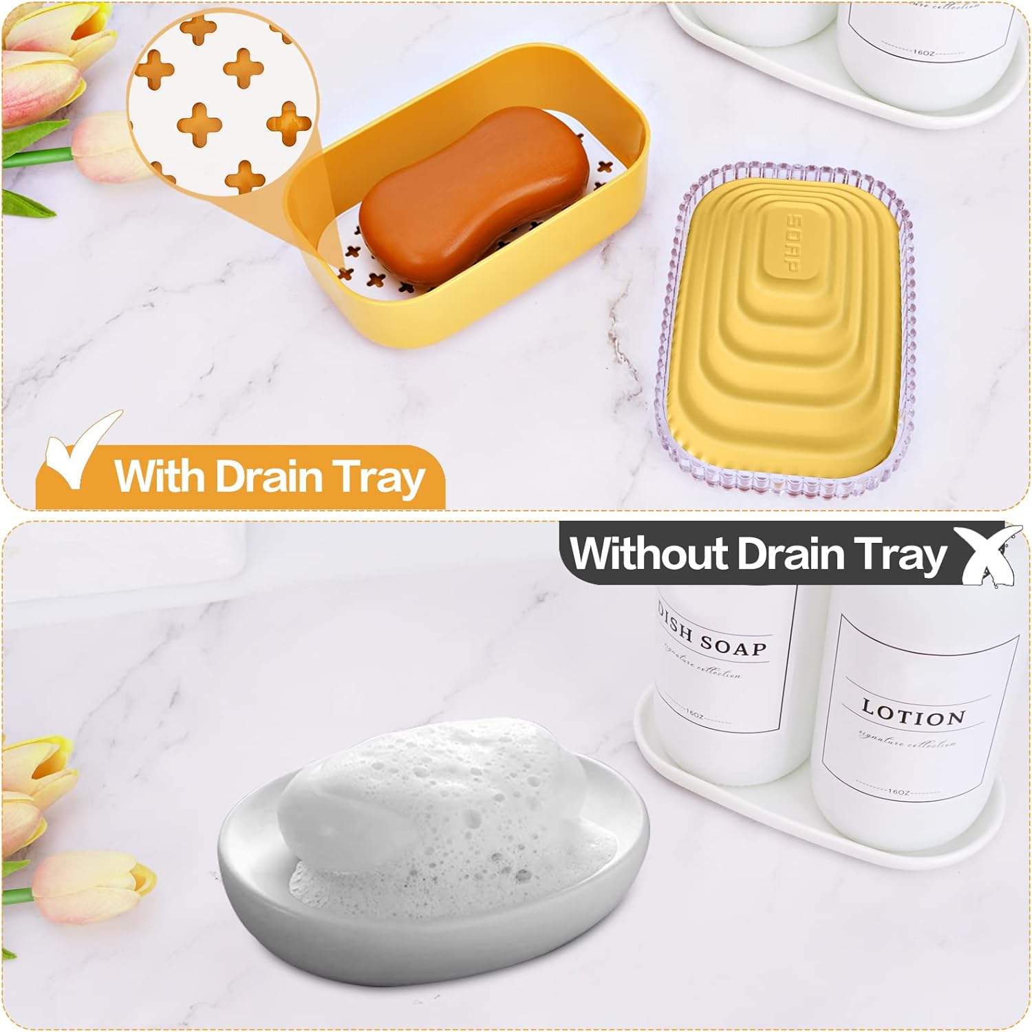 Travel Soap Holder with Leak Proof Lid and Silicone Band