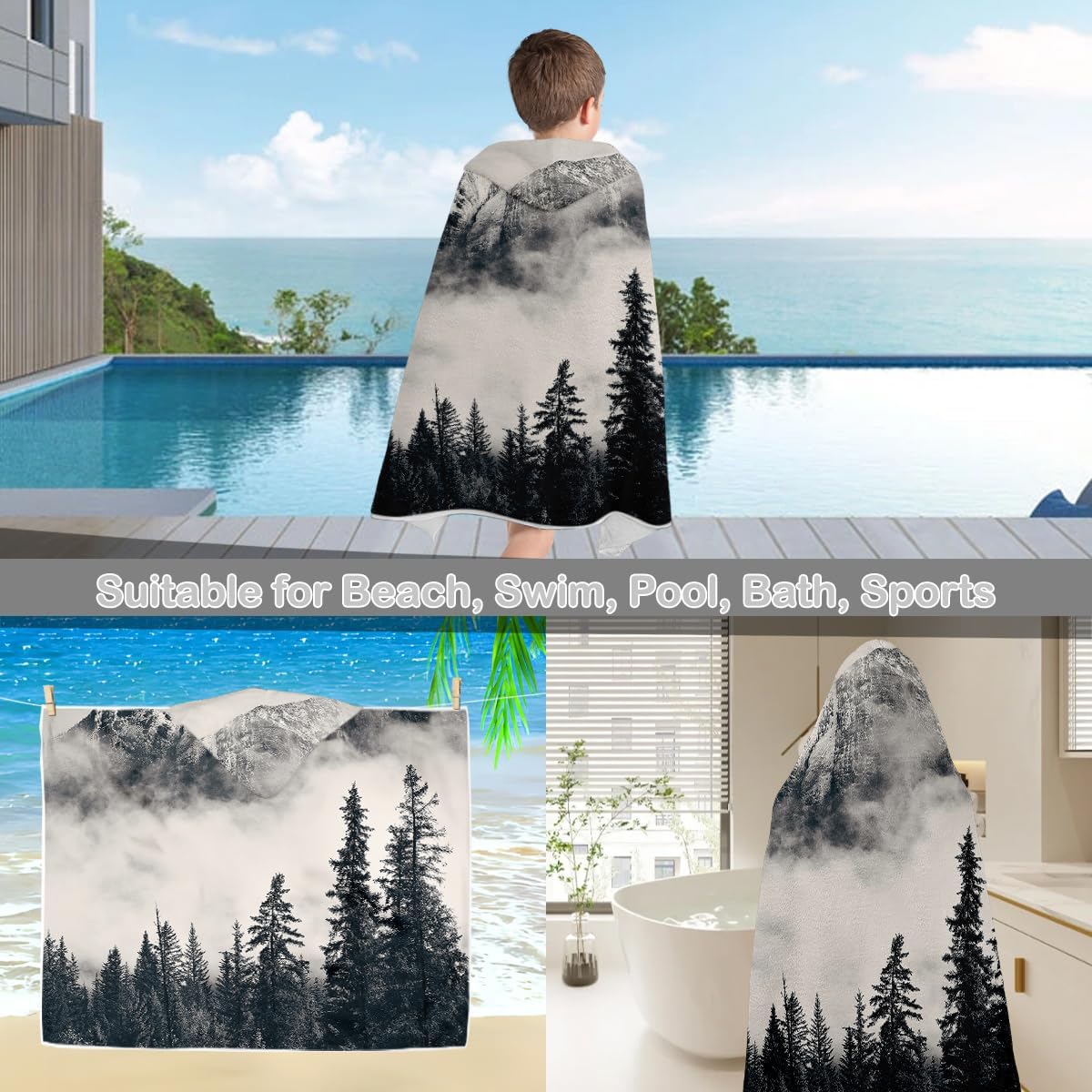 Sleepwish Hooded Bath Towel with Hood for Kids and Adults