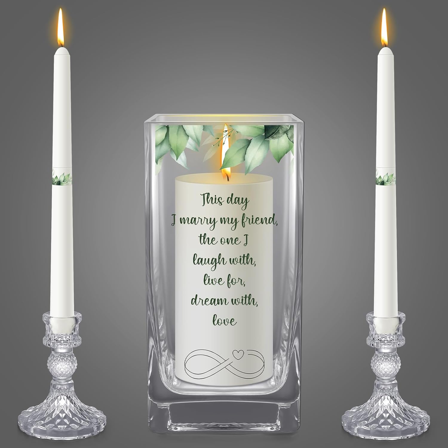 FoldTier Unity Wedding Candles with Holder Set