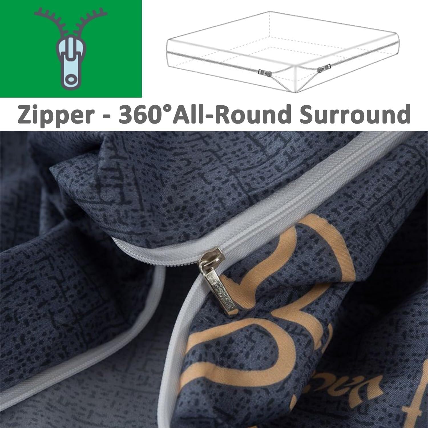 Pure Cotton Futon Mattress Cover with Double Zipper