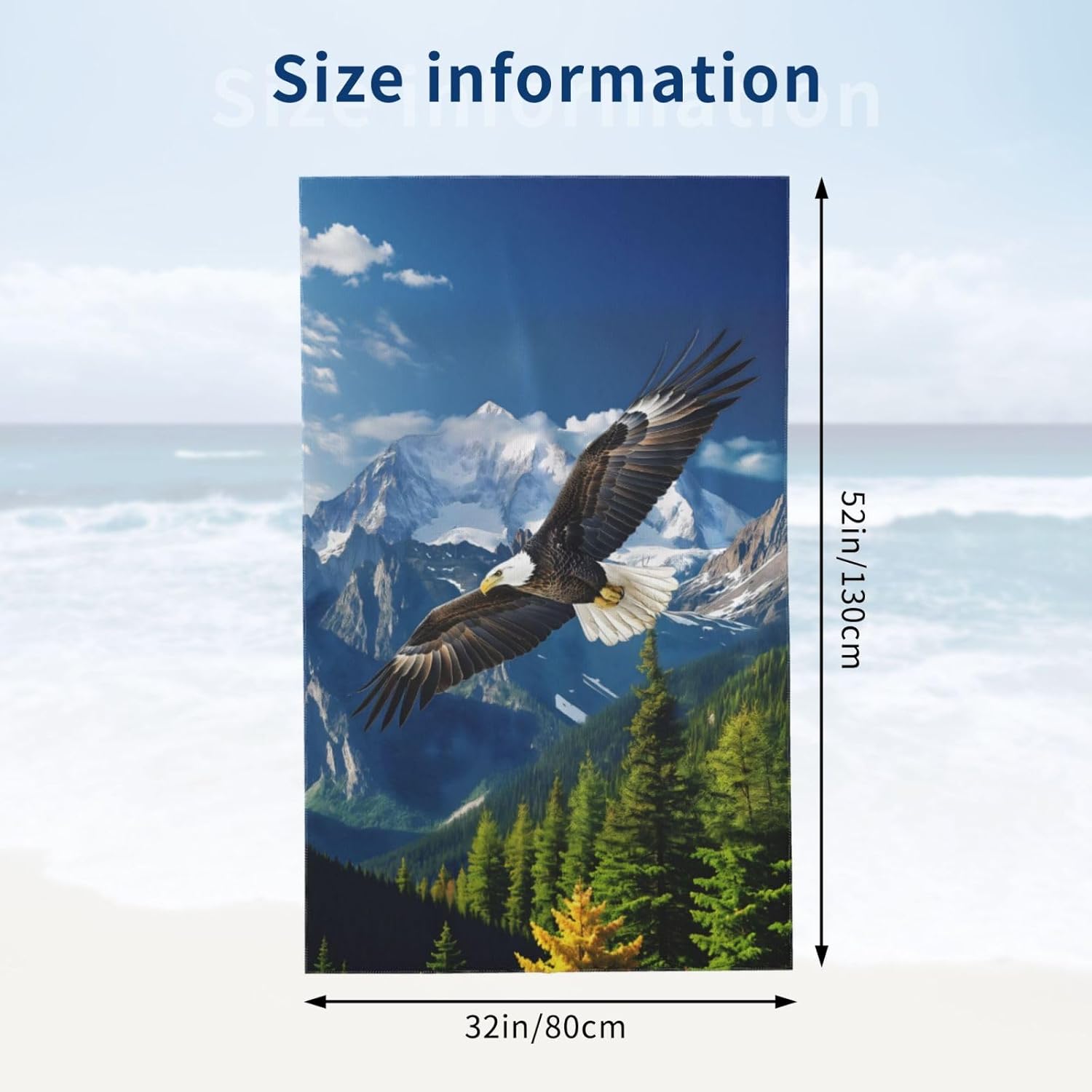 Bald Eagle Beach Towel 31x51 Inches